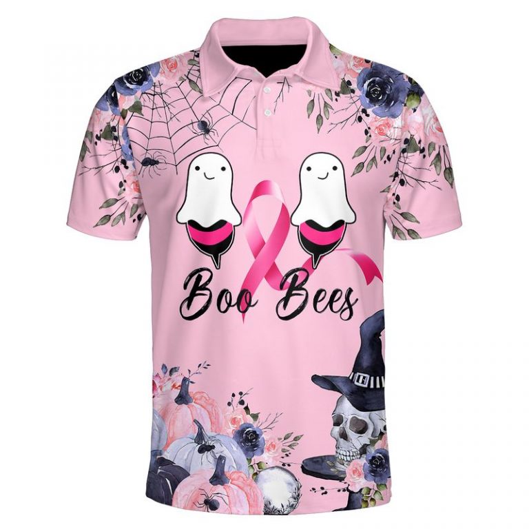 Breast cancer awareness boo bees happy halloween 3d polo shirt