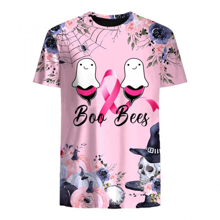 Breast cancer awareness boo bees happy halloween 3d t-shirt