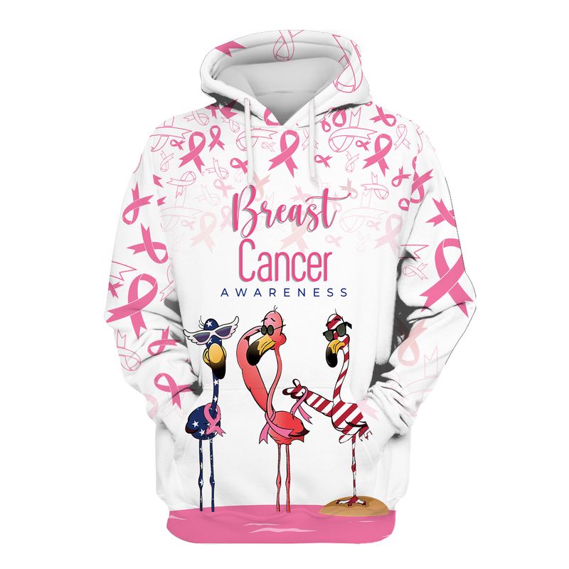Breast cancer awareness flamingo 3d hoodie