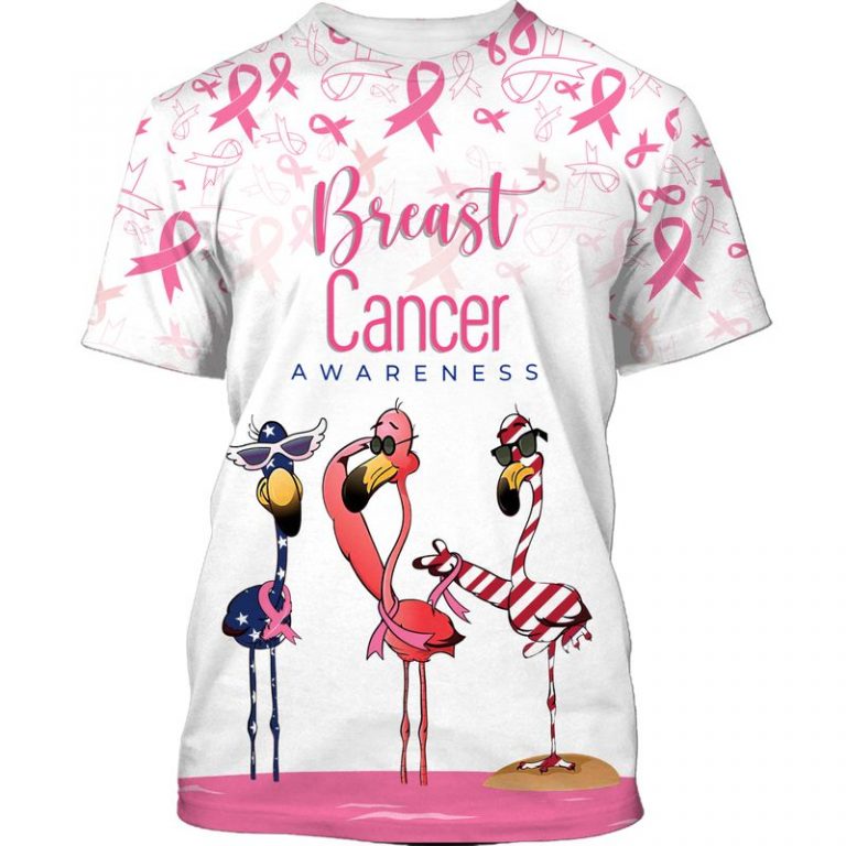 Breast cancer awareness flamingo 3d t-shirt