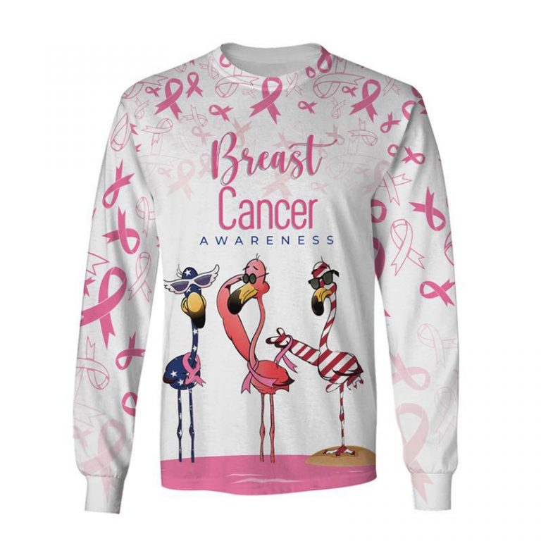 Breast cancer awareness flamingo american flag 3d sweatshirt
