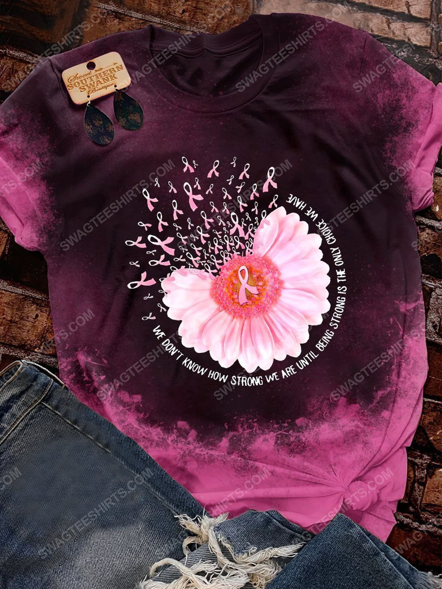 [special edition] Breast cancer awareness flowers ribbon tie dye shirt – maria (cancer)