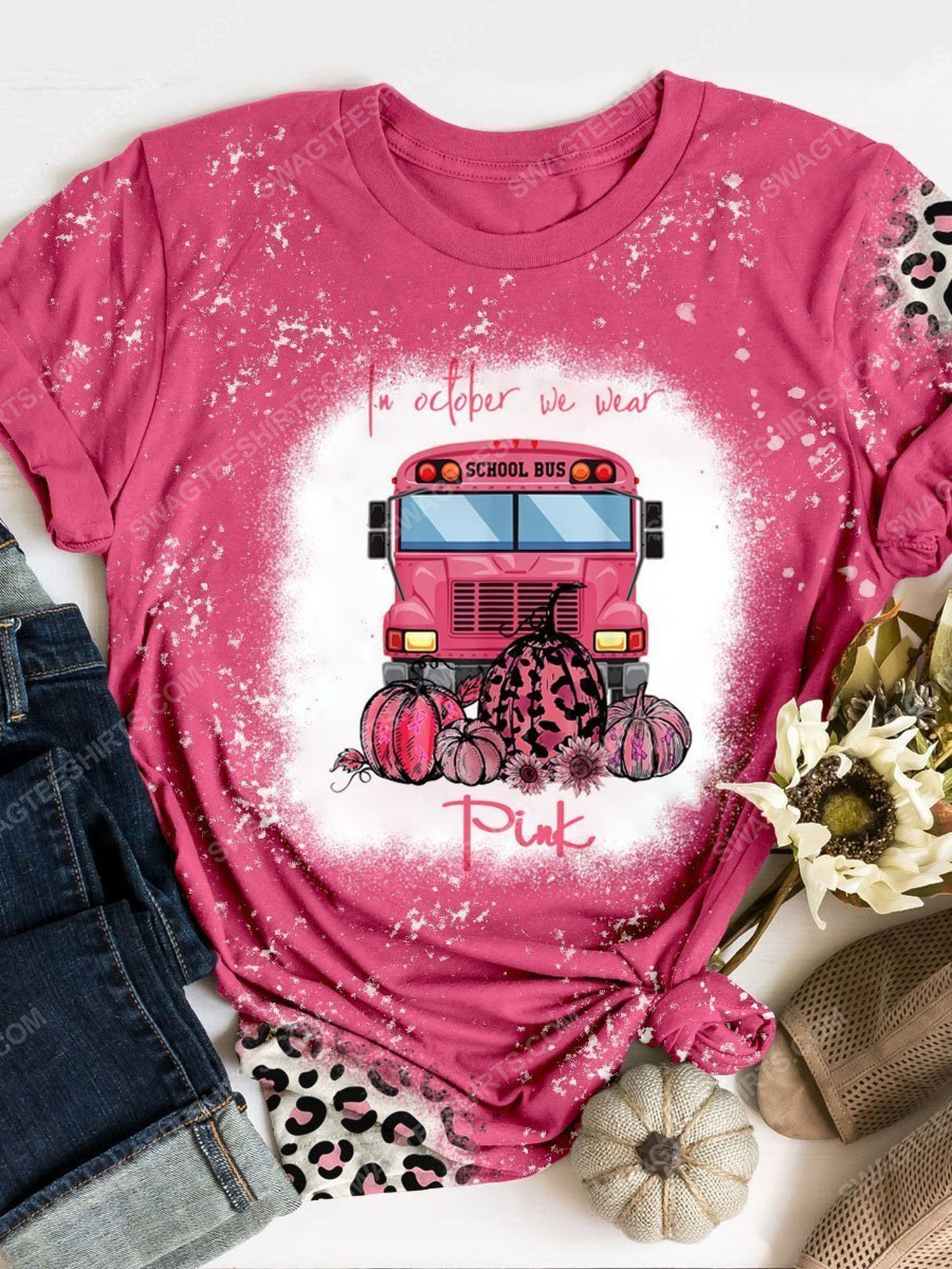 [special edition] Breast cancer awareness in october we wear pink cat and butterfly shirt – maria (cancer)