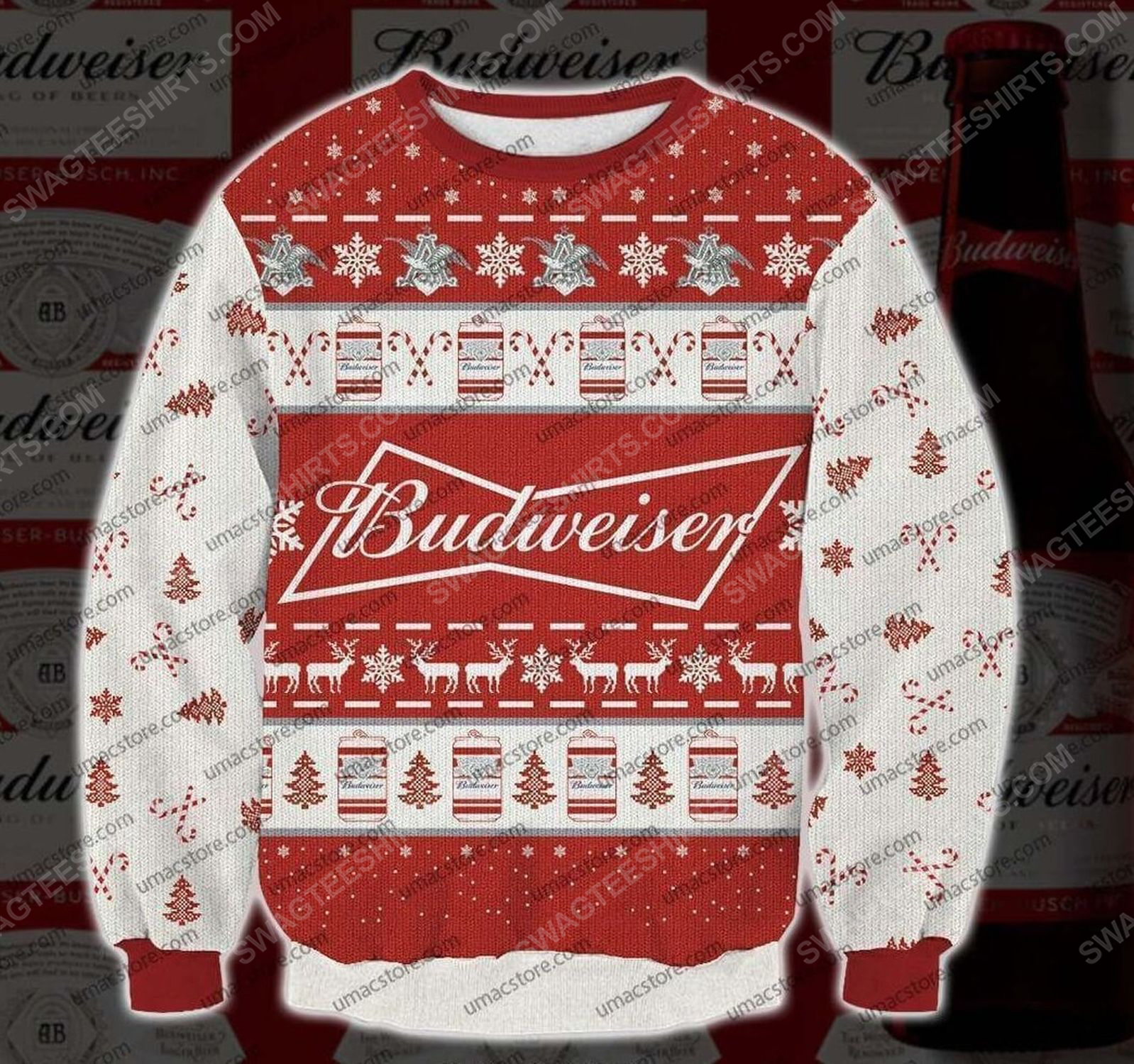 [special edition] Budweiser beer all over print ugly christmas sweater – maria