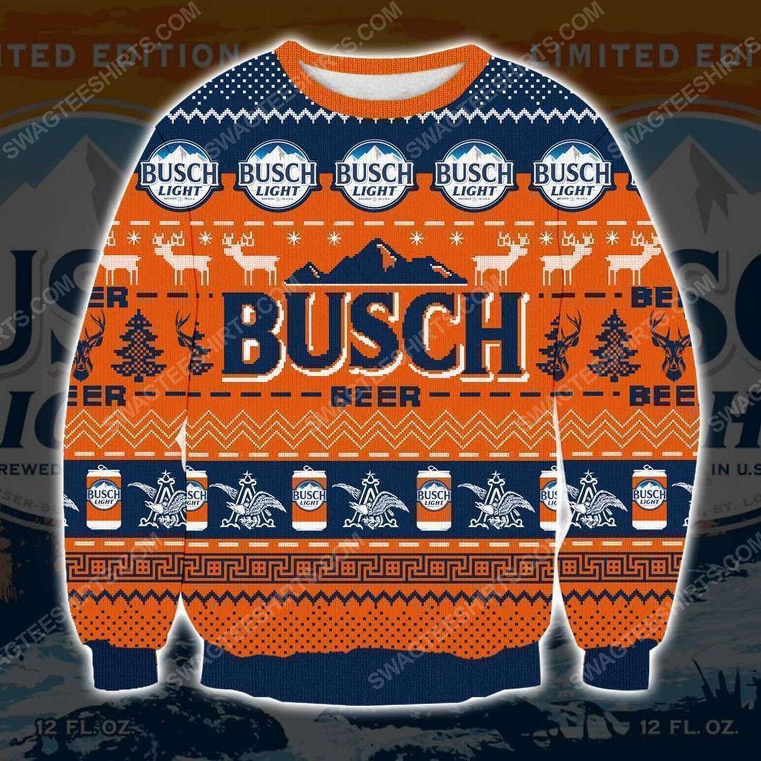 [special edition] Busch light reindeer all over print ugly christmas sweater – maria