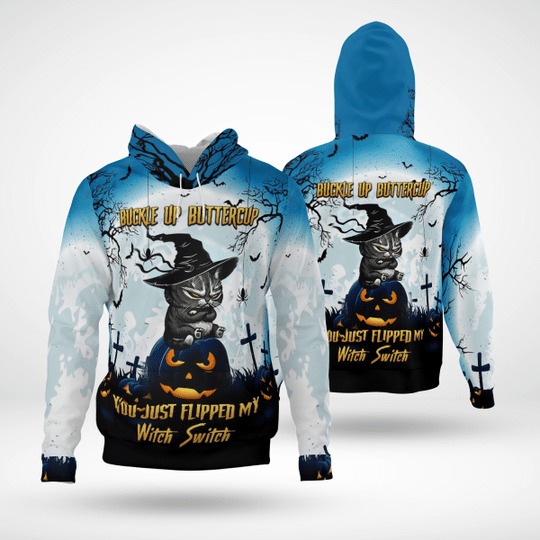 Cat Apparels halloween buckle up buttercup 3d hoodie – LIMITED EDITION