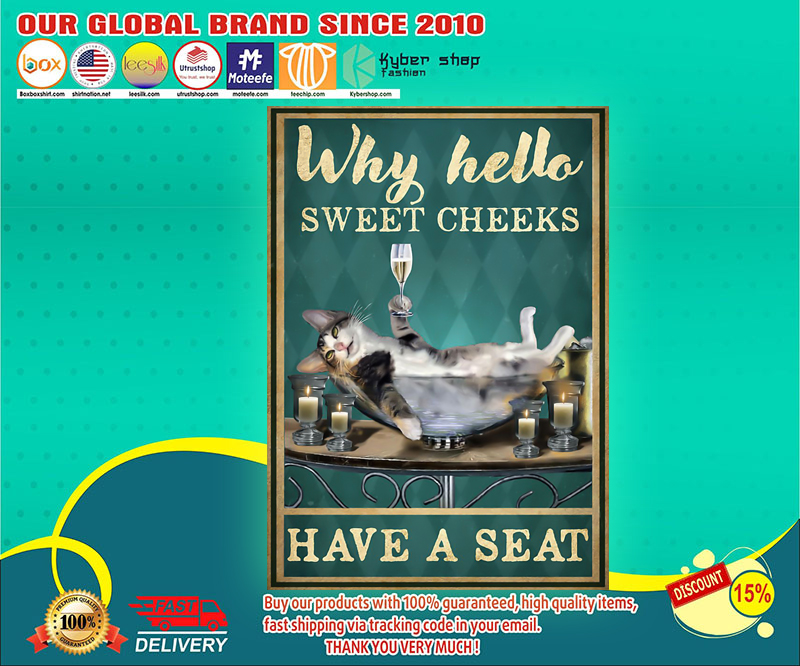 Cat why hello sweet cheeks have a seat poster 3