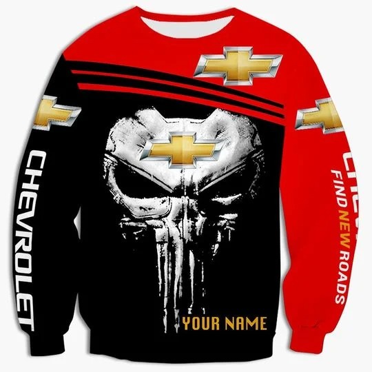 Chevy Skull Find new roads custom personalized 3d shirt, hoodie 3