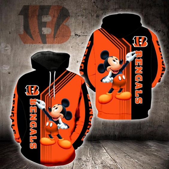 Cincinnati Bengals Mickey Mouse 3D Hoodie -BBS