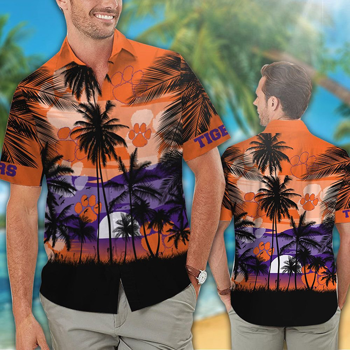Clemson Tigers Tropical Hawaiian Shirt, Short