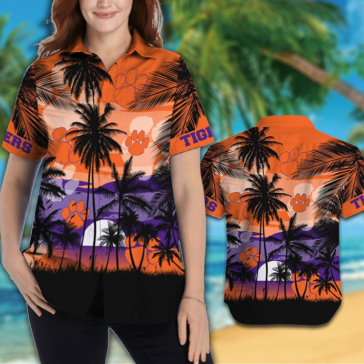 Clemson Tigers Tropical Hawaiian Shirt, Short1