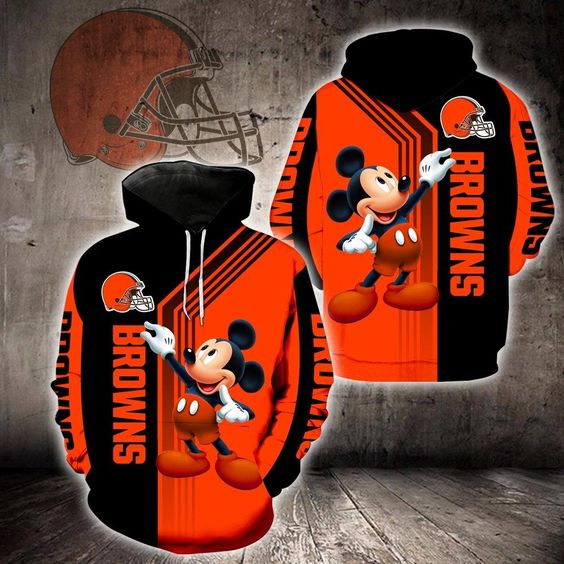 Cleveland Browns Mickey Mouse 3D Hoodie -BBS