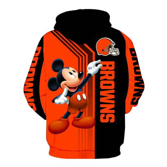 Cleveland Browns Mickey Mouse 3D Hoodie2