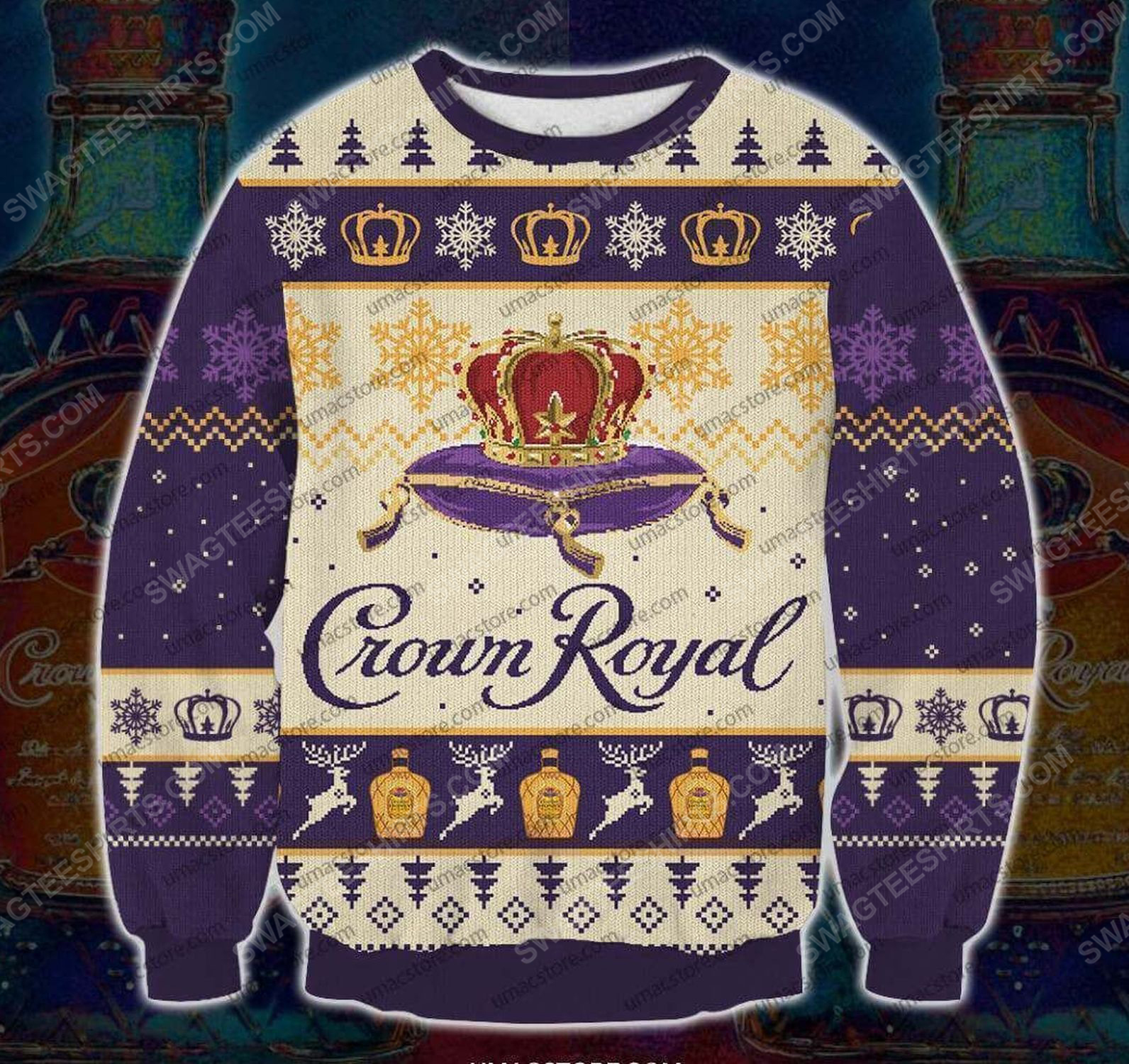 [special edition] Crown royal canadian whisky ugly christmas sweater – maria