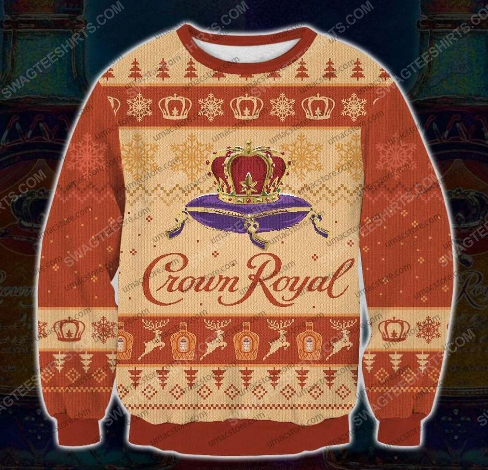 [special edition] Crown royal peach whisky ugly christmas sweater – maria