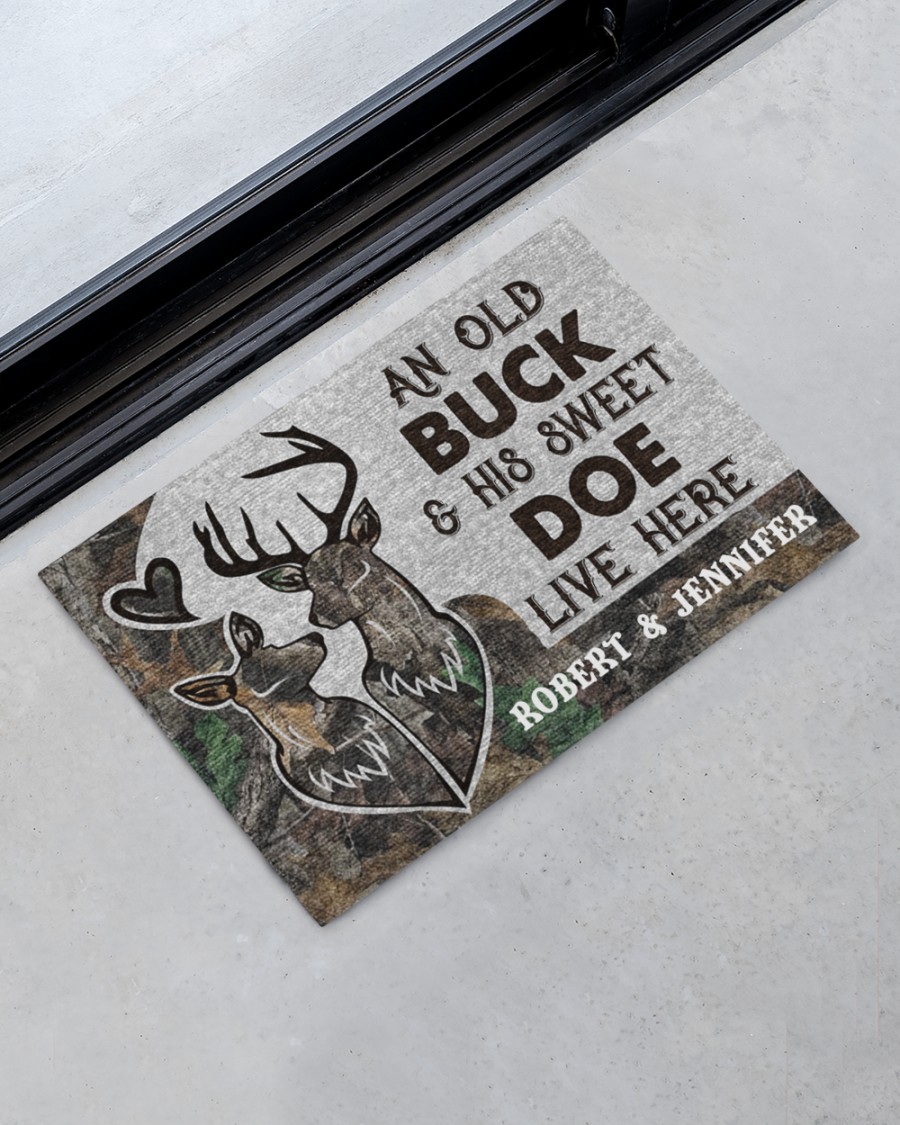 Deer an old buck and his sweet doe live here doormat 7