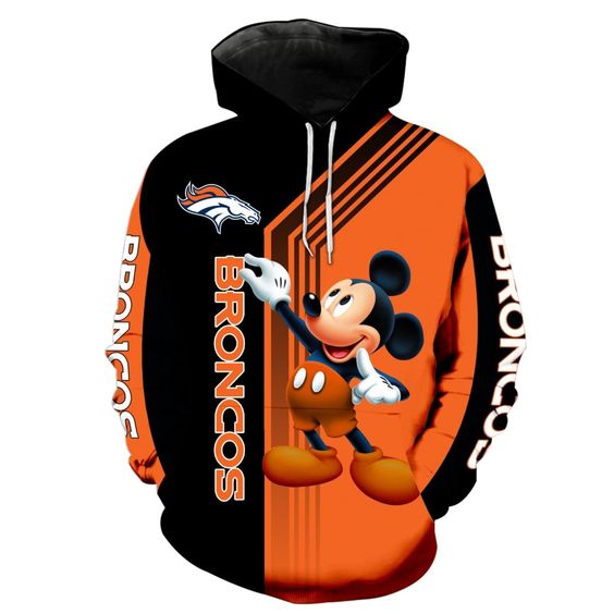 Denver Broncos Mickey Mouse 3D Hoodie