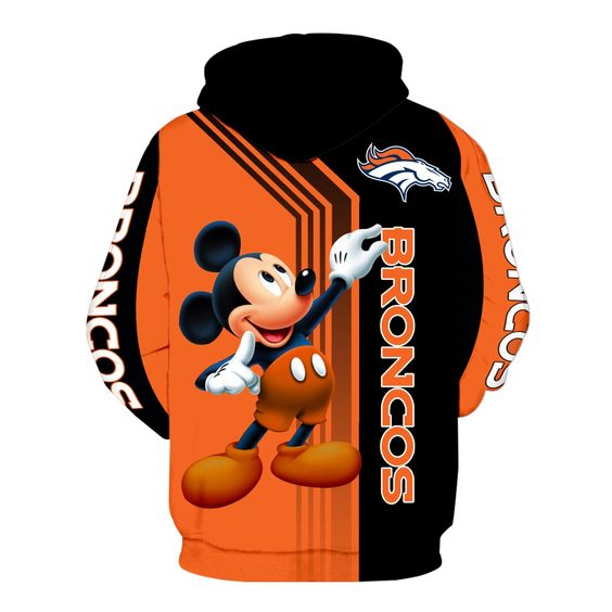 Denver Broncos Mickey Mouse 3D Hoodie1