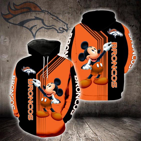 Denver Broncos Mickey Mouse 3D Hoodie -BBS