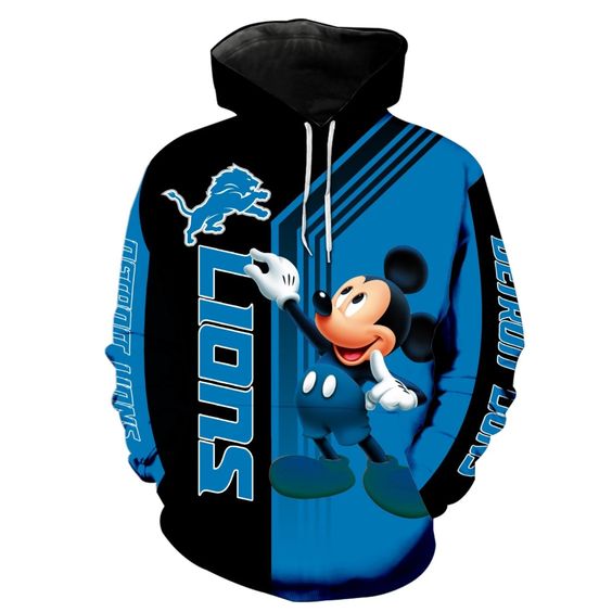 Detroit Lions Mickey Mouse 3D Hoodie