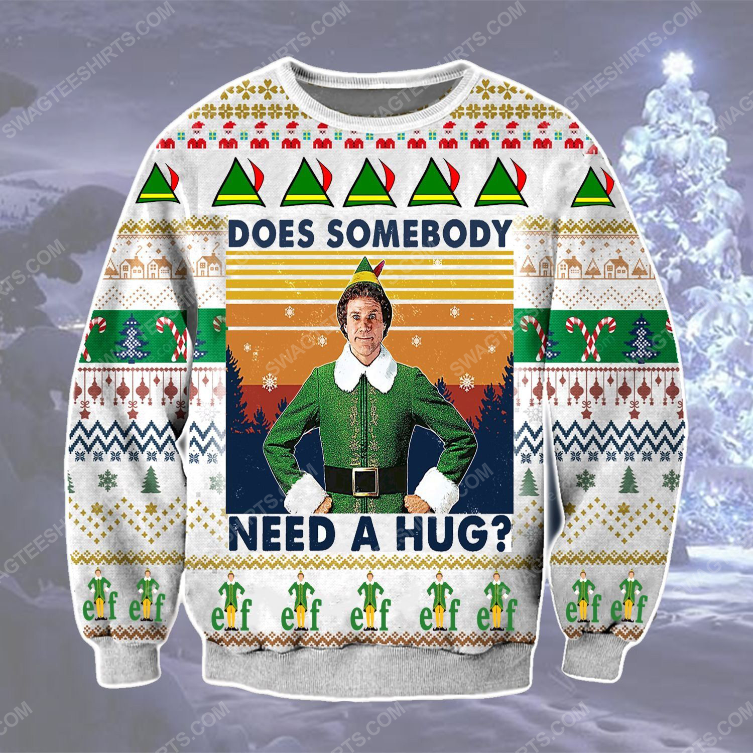 [special edition] Does somebody need a hug elf ugly christmas sweater – maria