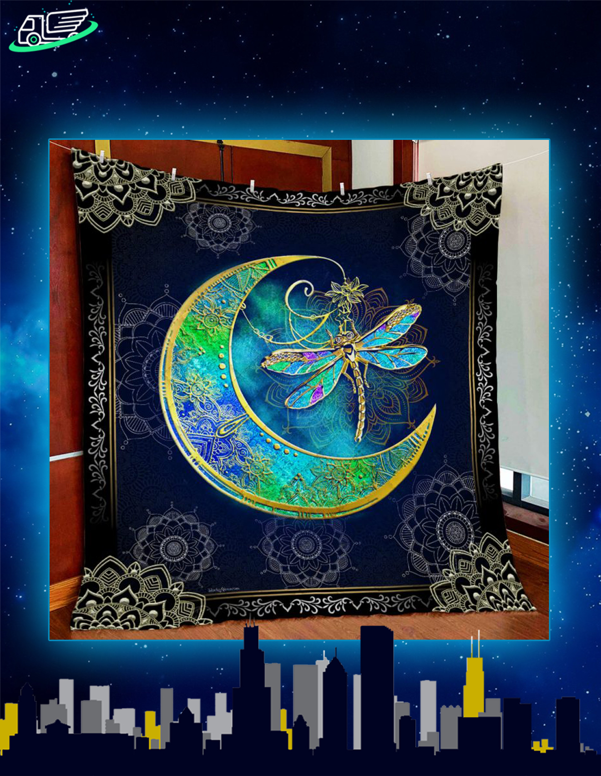 Dragonfly moon quilt blanket – Saleoff 031220