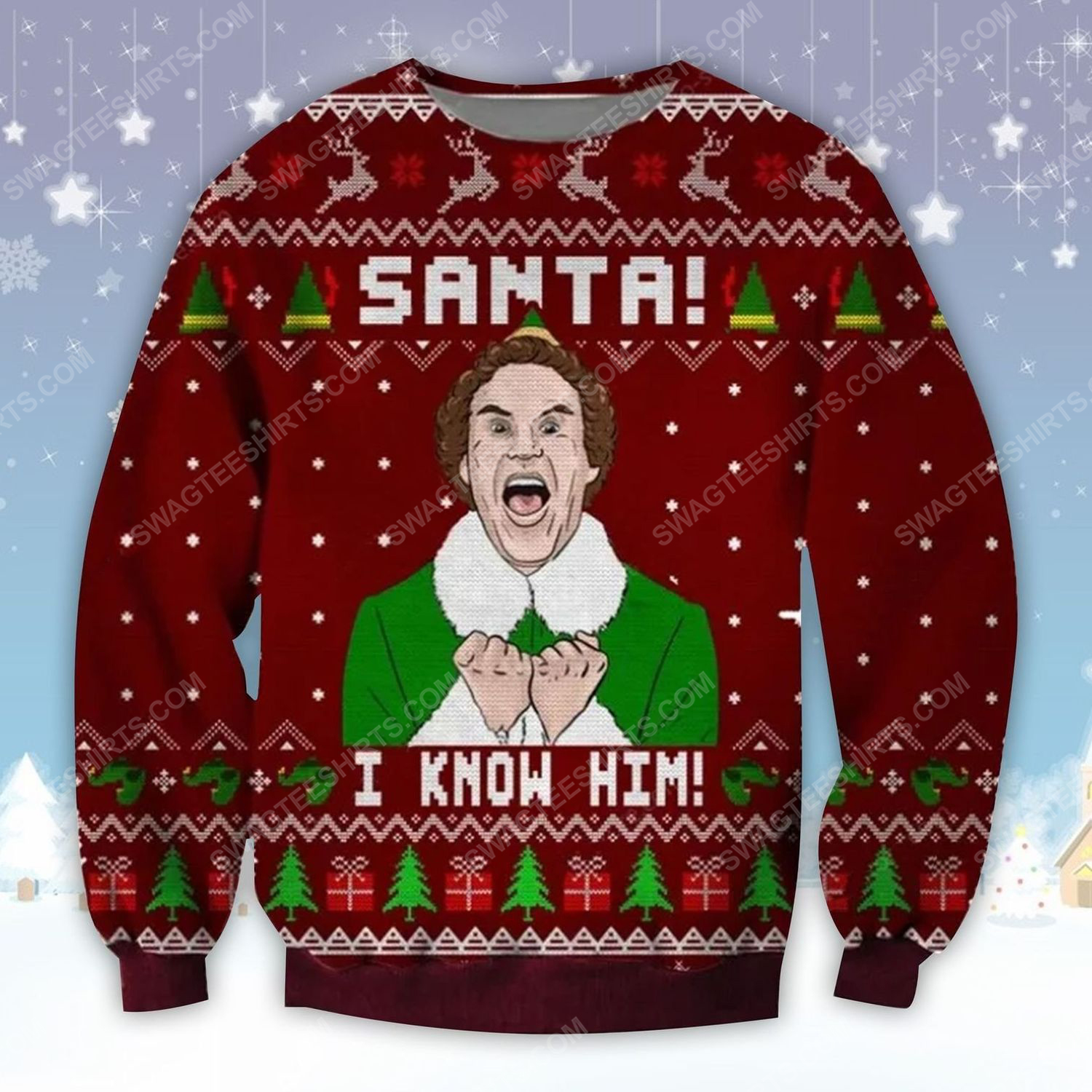 [special edition] Elf buddy santa i know him ugly christmas sweater – maria