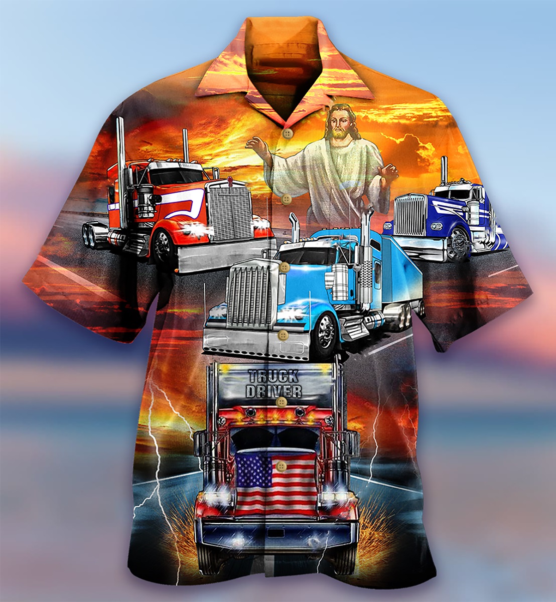 Truck driver jesus bless hawaiian shirt - Picture 1