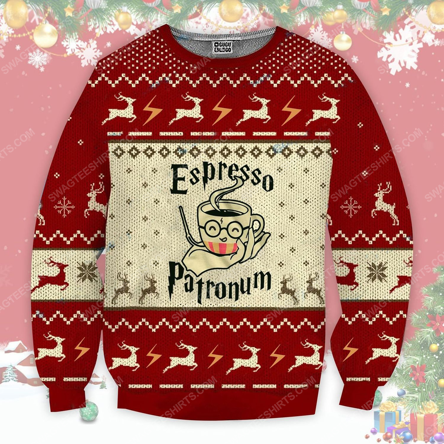 Espresso patronum magical coffee mug harry potter ugly christmas sweater