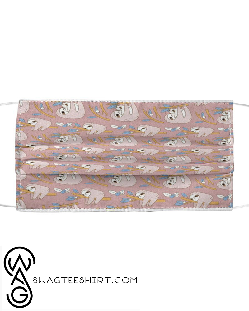 Vintage sloth all over printed face mask – maria