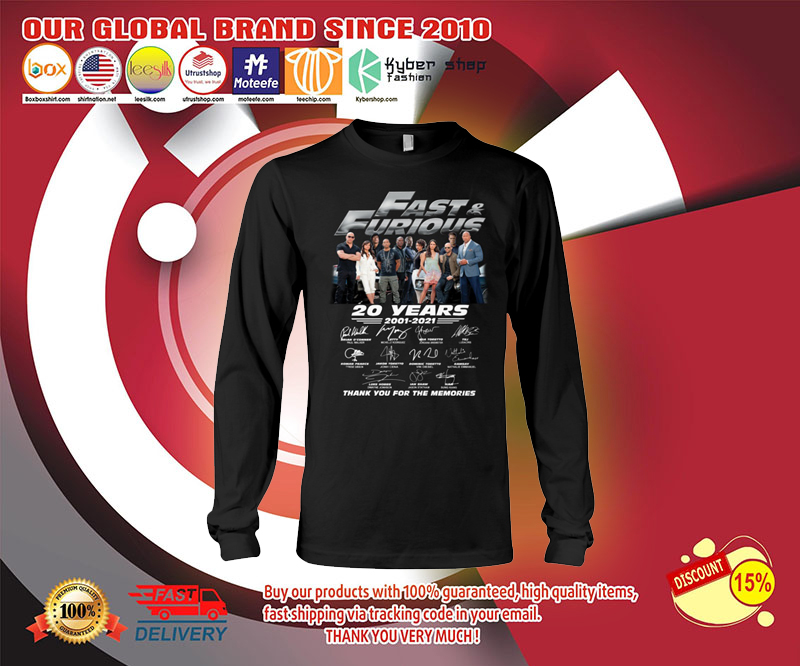 Fast and furious 20 year shirt 3