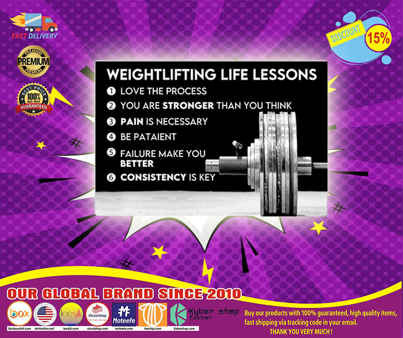 Fitness weightlifting life lessons poster