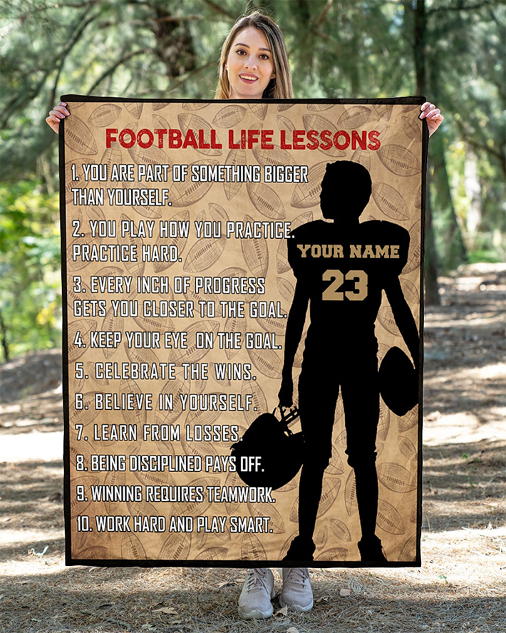 Football Life Lessons Custom Name And Number Quilt2