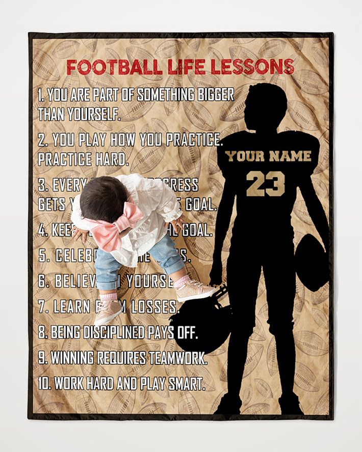 Football Life Lessons Custom Name And Number Quilt – LIMITED EDITION