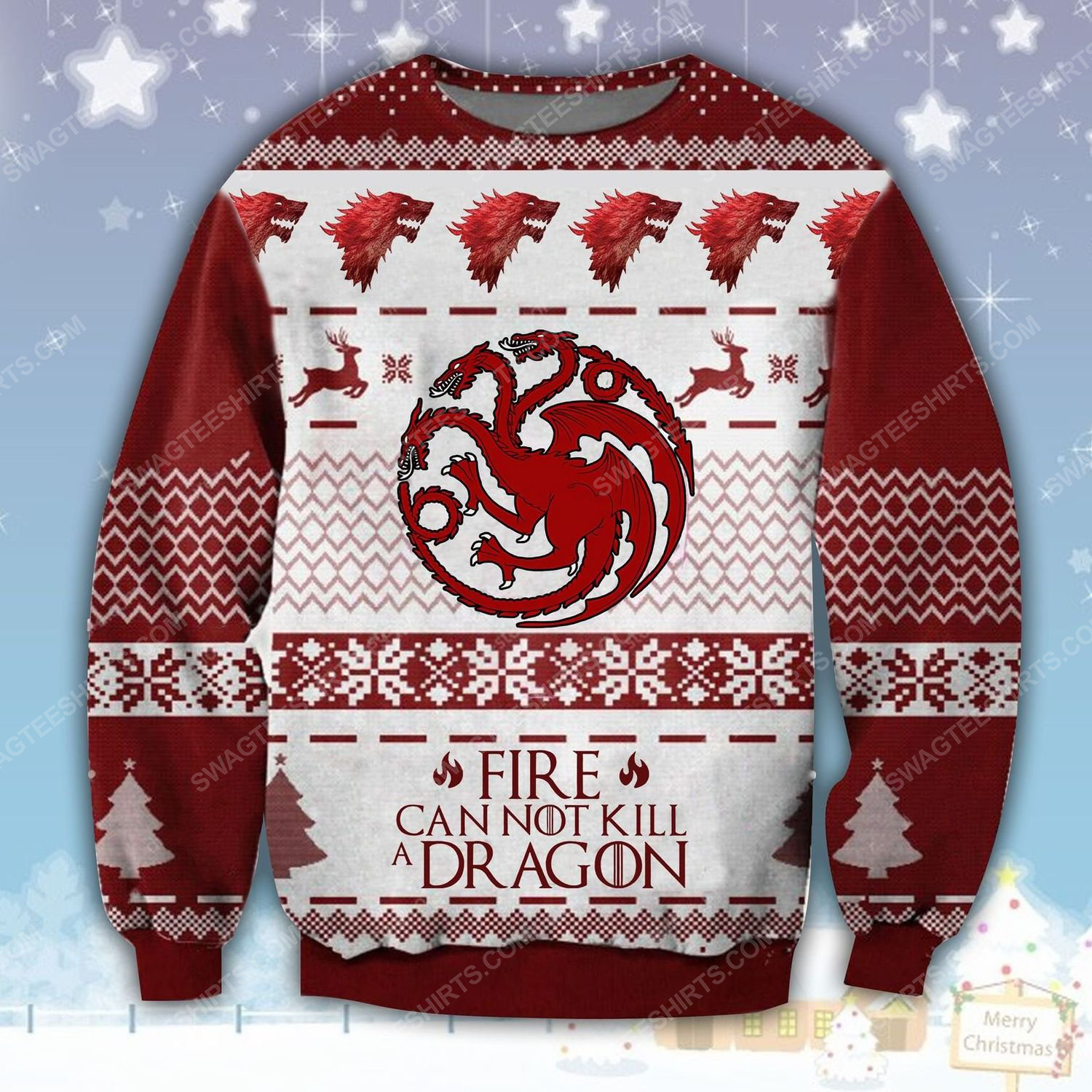 Game of thrones fire cannot kill a dragon ugly christmas sweater