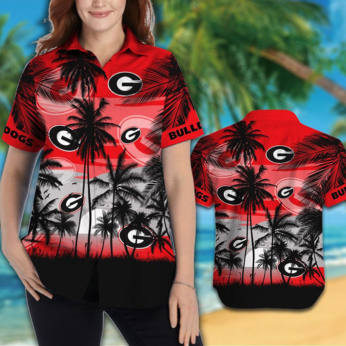 Georgia Bulldogs Tropical Hawaiian Shirt, Short1