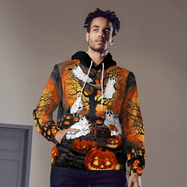 Ghost Cat Halloween Pumpkin 3D Hoodie3