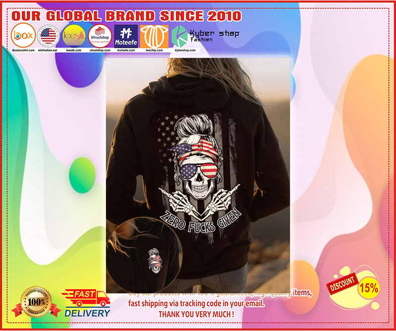Girl Zero fucks given american 3D hoodie 3