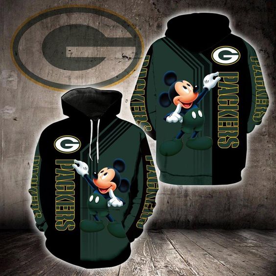 Green Bay Packers Mickey Mouse 3D Hoodie -BBS