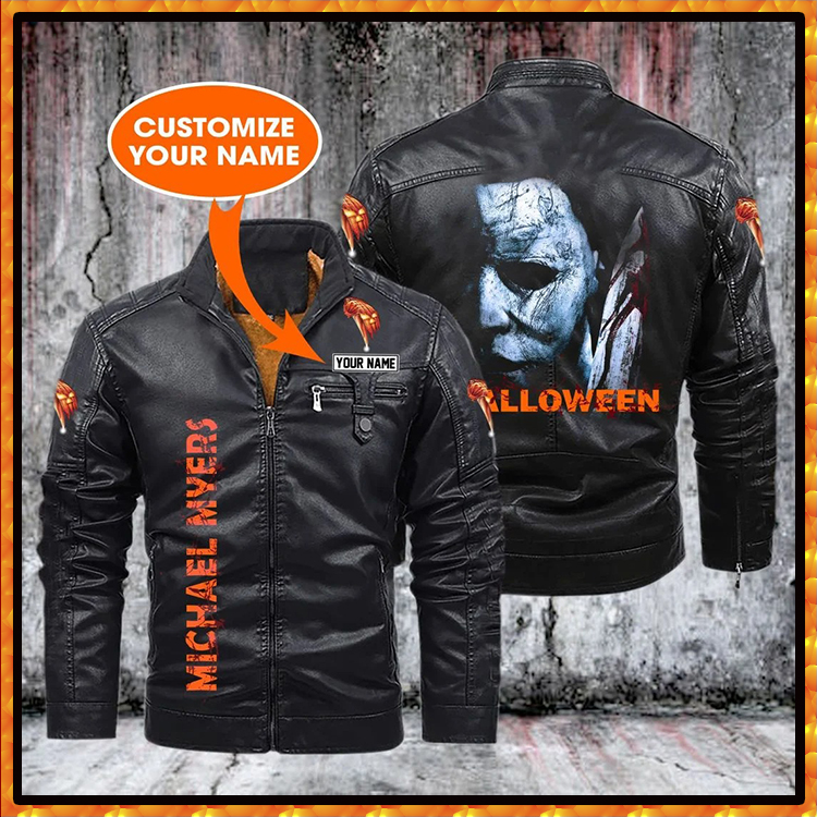 Halloween Michael Myers Custom Name fleece leather jacket1