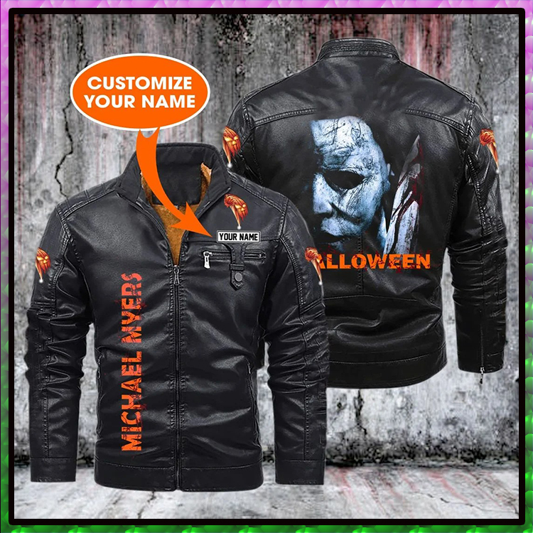 Halloween Michael Myers Custom Name fleece leather jacket2