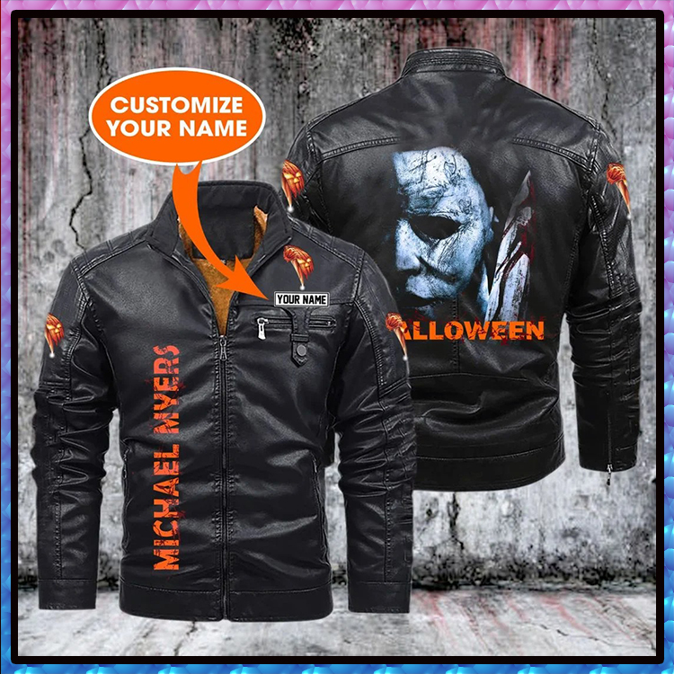 Halloween Michael Myers Custom Name fleece leather jacket3