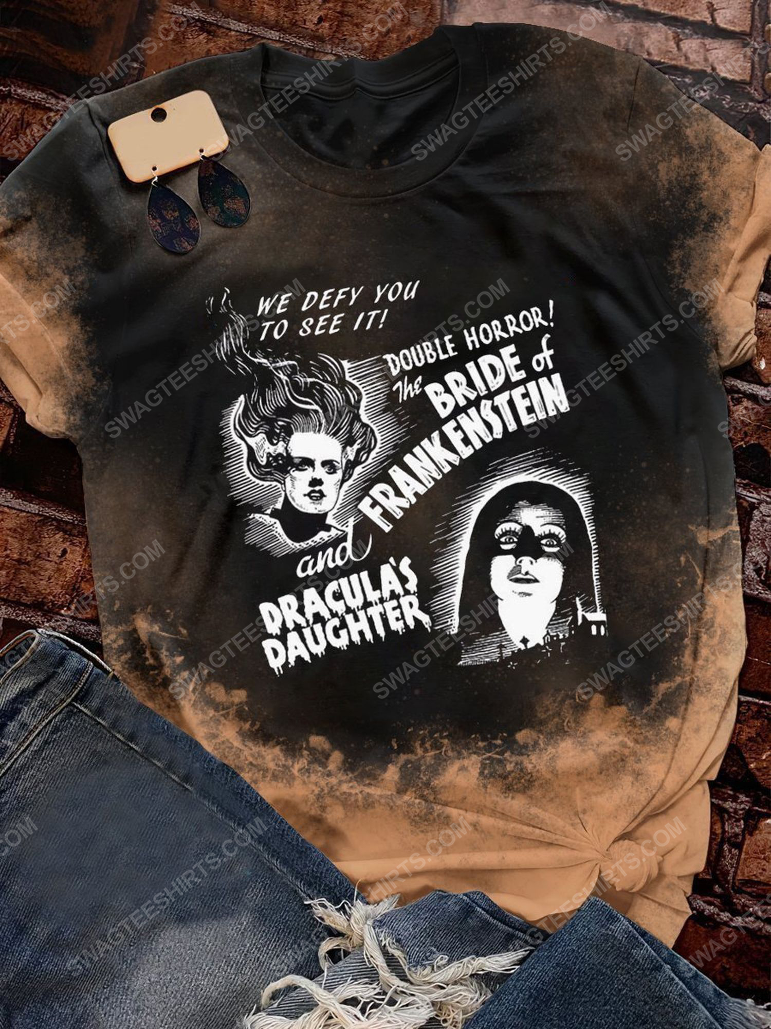 [special edition] Halloween bride of frankenstein and dracula daughter shirt – maria (halloween)