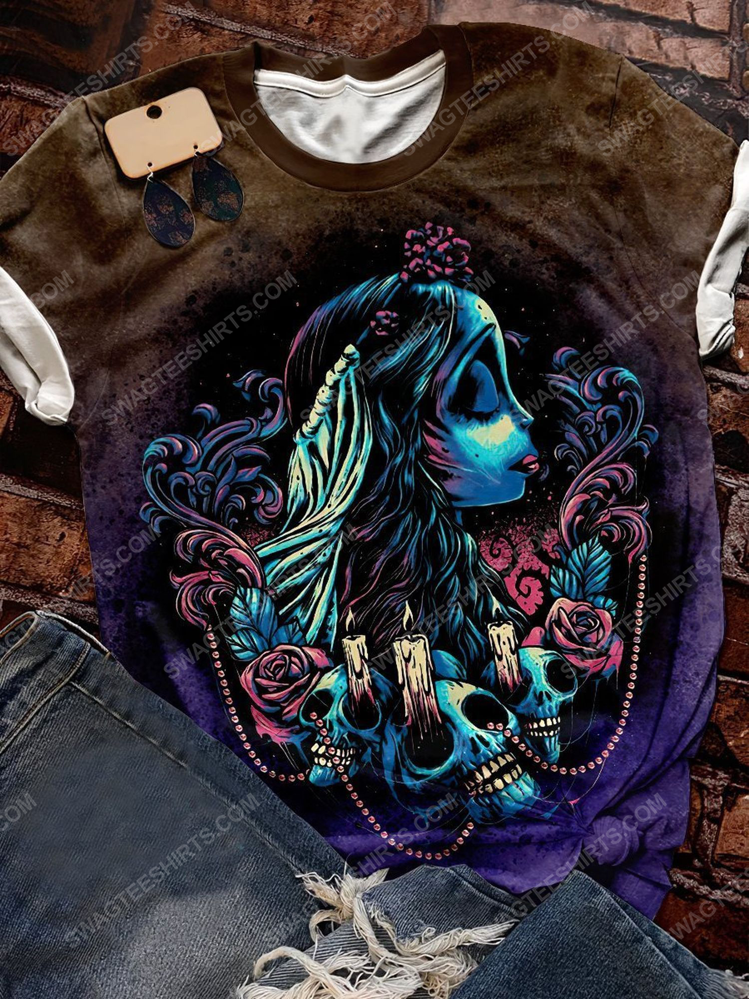 [special edition] Halloween night and corpse bride movie full print shirt – maria (halloween)