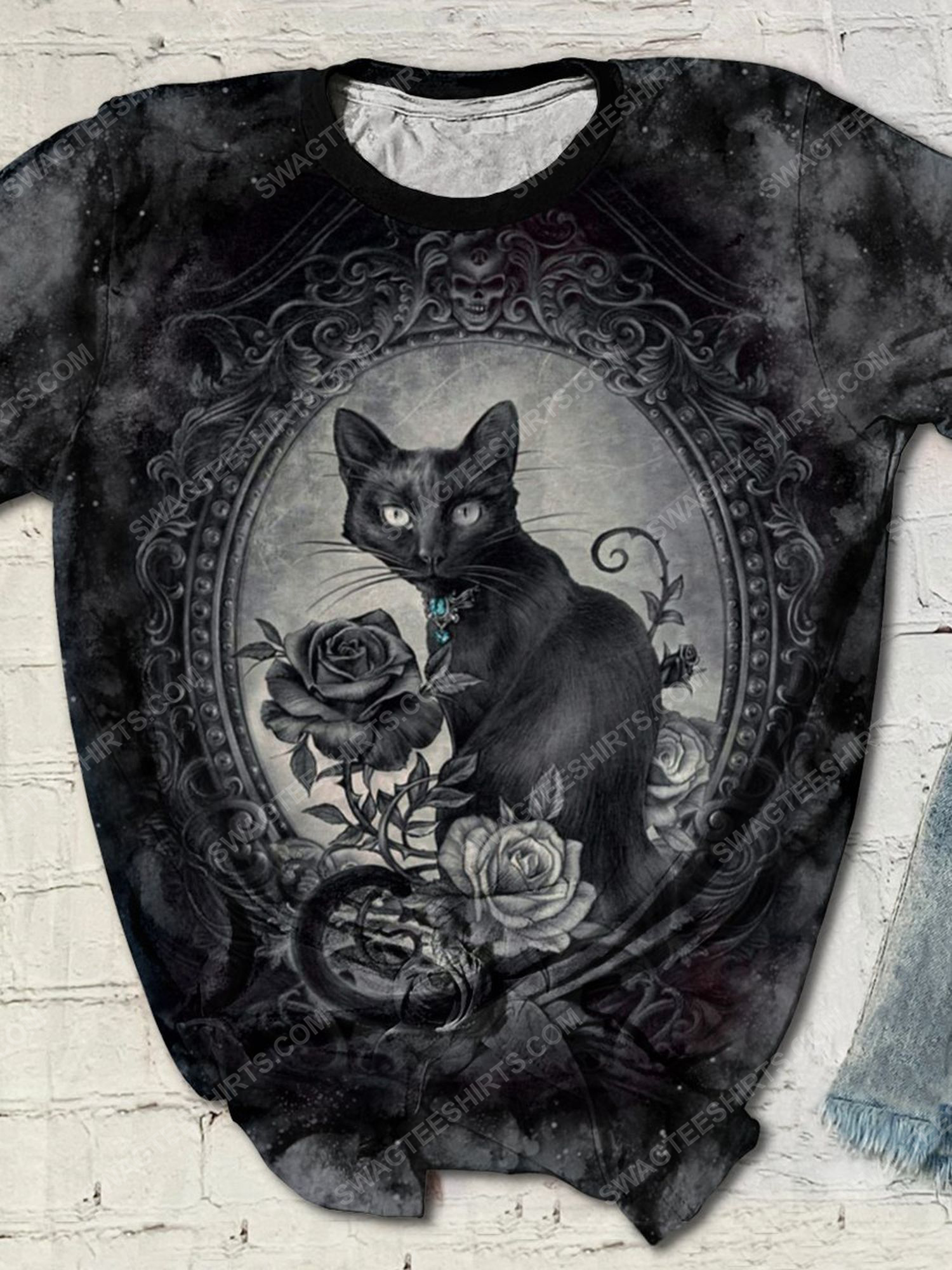 [special edition] Halloween night black cat skull witch full print shirt – maria (halloween)