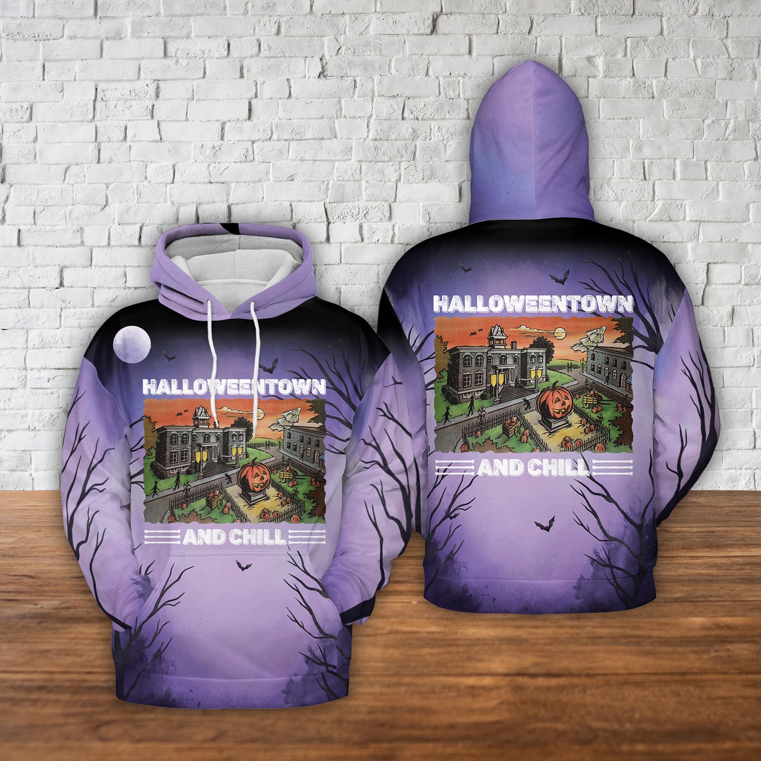 Halloweentown and chill all over print hoodie – LIMITED EDITION