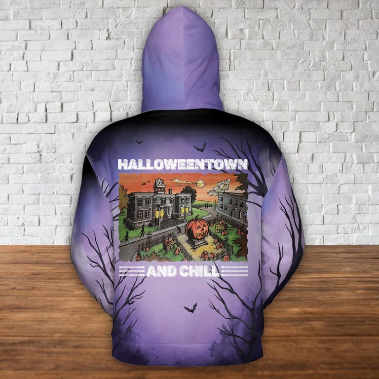 Halloweentown and chill all over print hoodie2