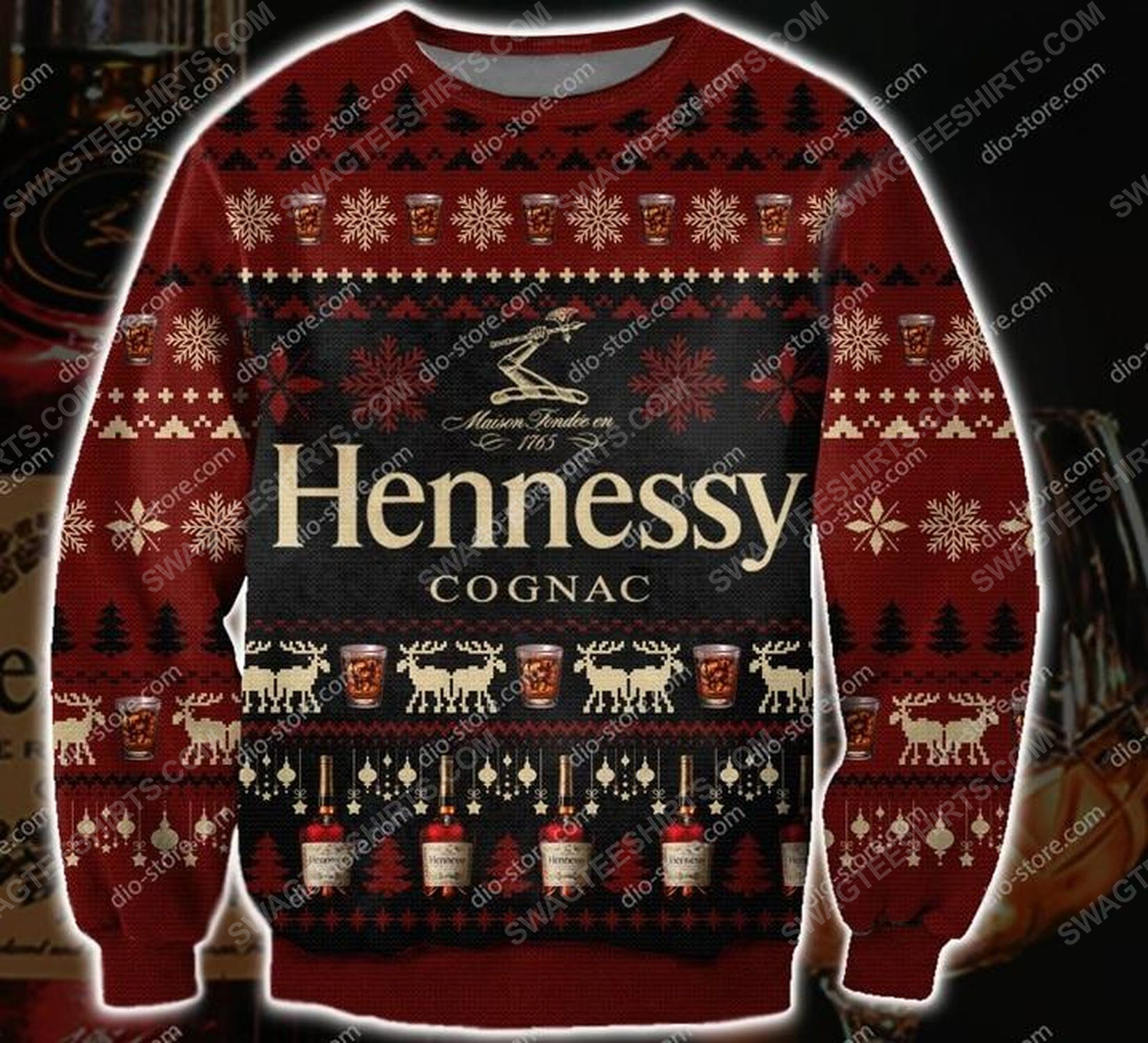 [special edition] Hennessy cognac all over print ugly christmas sweater – maria