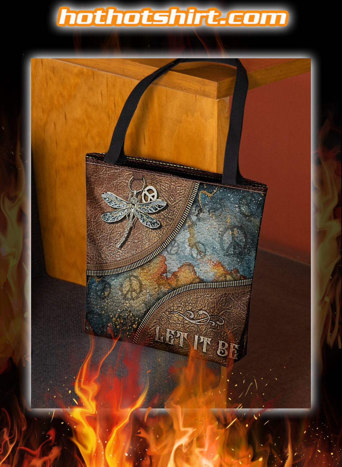 Hippie Dragonfly Let it Be Tote Bag 2