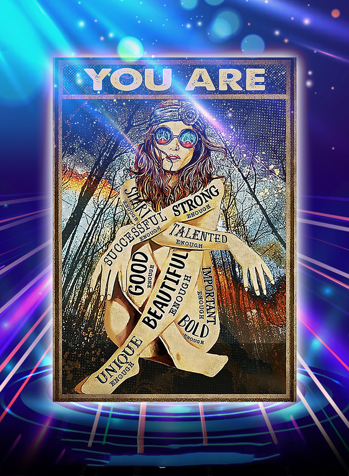 Hippie girl glasses you are strong good beautiful poster - A2